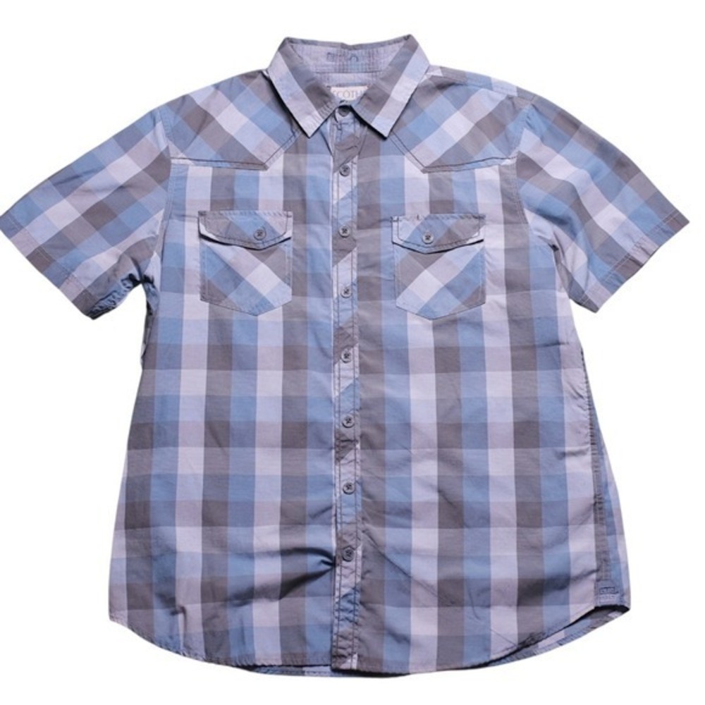 Ecoths Mens Large Plaid Short‎ Sleeve Button Up Western Shirt Coolmax A08213GC